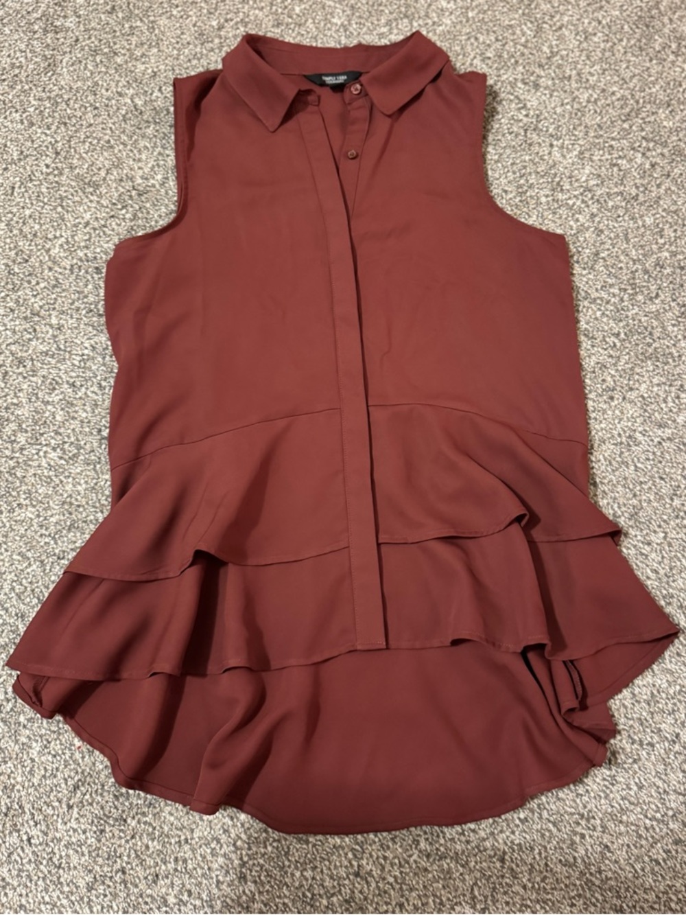 Vera Wang Tiered Ruffle Button Down Tank